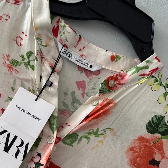 Zara Floral Long Sleeve Dress - Red and Green - Picture 6 of 7